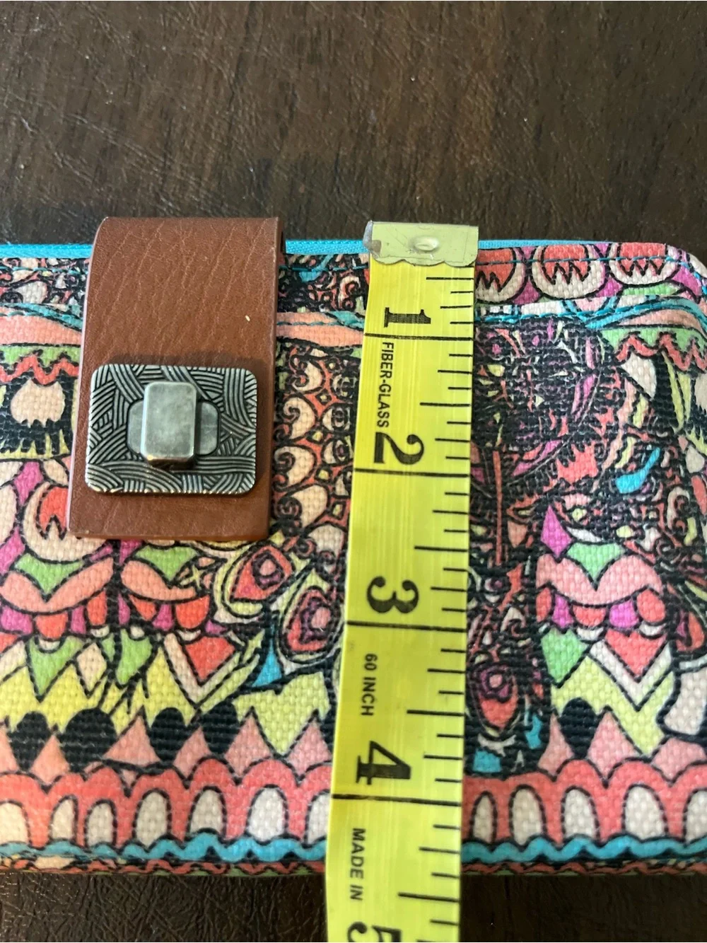 Sakroots Colorful Boho Patterned Clutch with Leather Tab